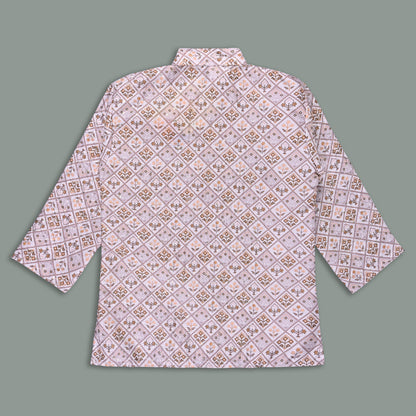 Boys Traditional Printed Art Silk Kurta and Dhoti Set