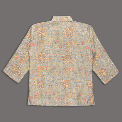 Boys Traditional Printed Art Silk Kurta and Dhoti Set