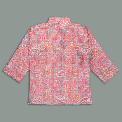 Boys Traditional Printed Art Silk Kurta and Dhoti Set