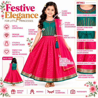 Girls Ethnic Top and Skirt Set