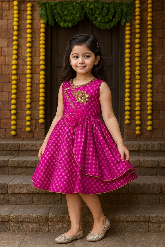 Baby Girls Dress Birthday Frocks for Girls - Satin - (fe2718pnk)