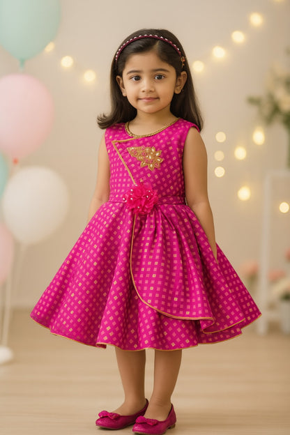 Baby Girls Dress Birthday Frocks for Girls - Satin - (fe2718pnk)