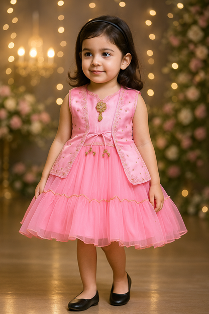 Girls Partywear Frocks Dress For Girls (fe2773pnk)