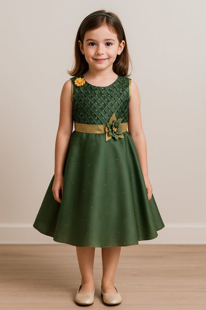 Baby Girls Partywear Dress Frocks For Girls (fe2784grn)