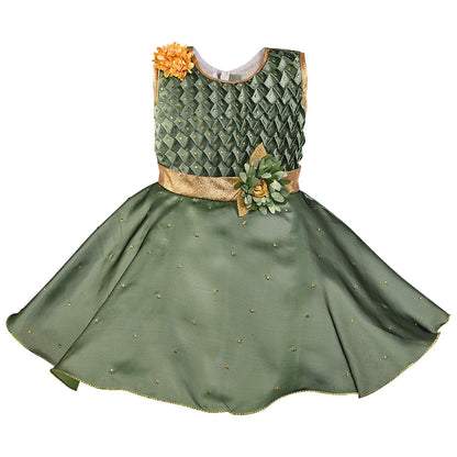 Baby Girls Partywear Dress Frocks For Girls (fe2784grn)