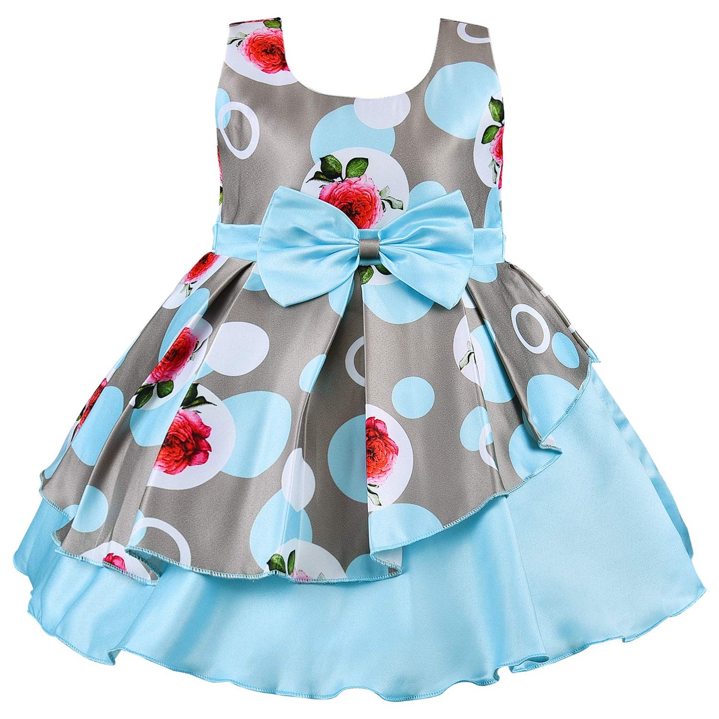 Baby Girls Frock Dress-fe2803blu -  Party Wear - frocks Party Wear - baby dress