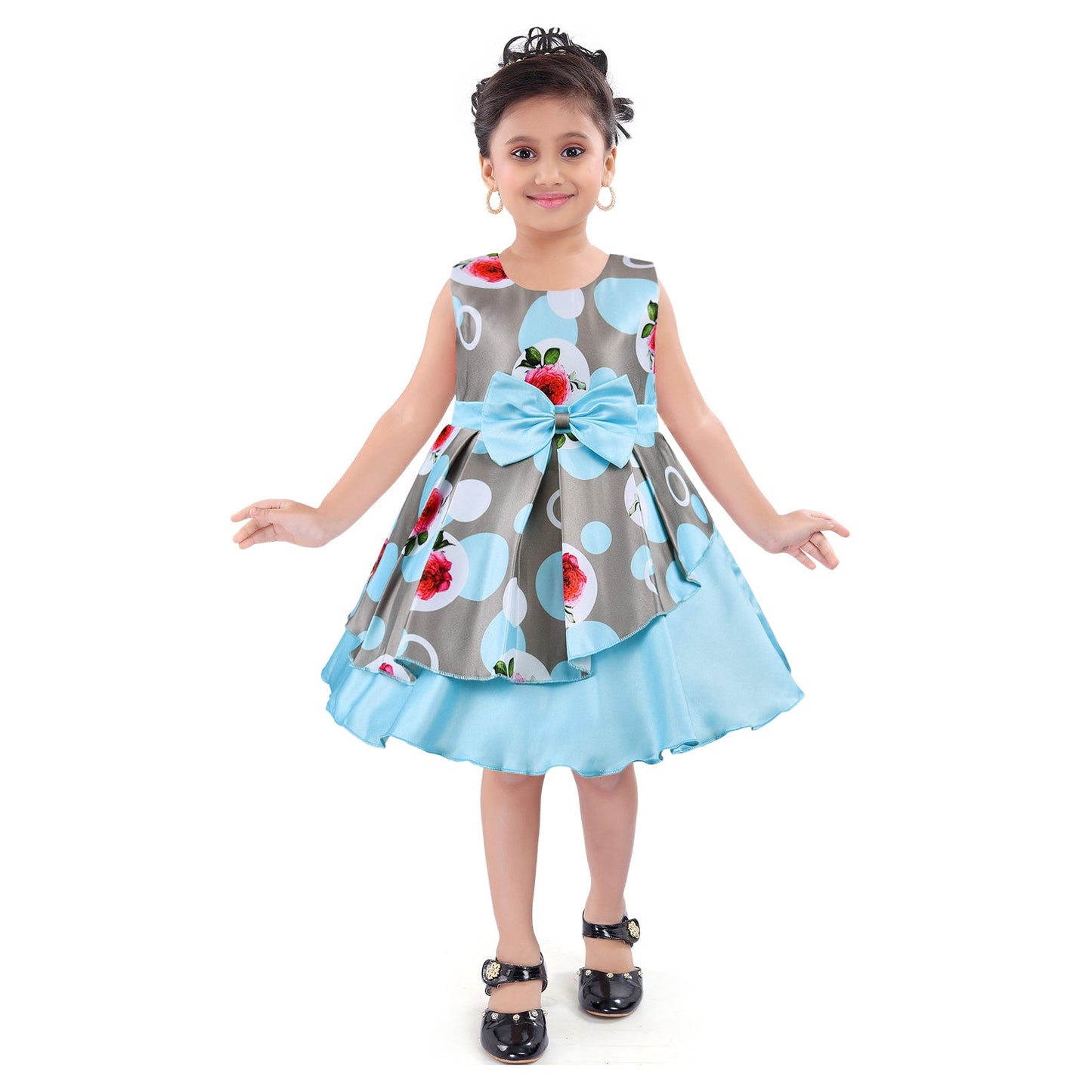 Baby Girls Frock Dress-fe2803blu -  Party Wear - frocks Party Wear - baby dress