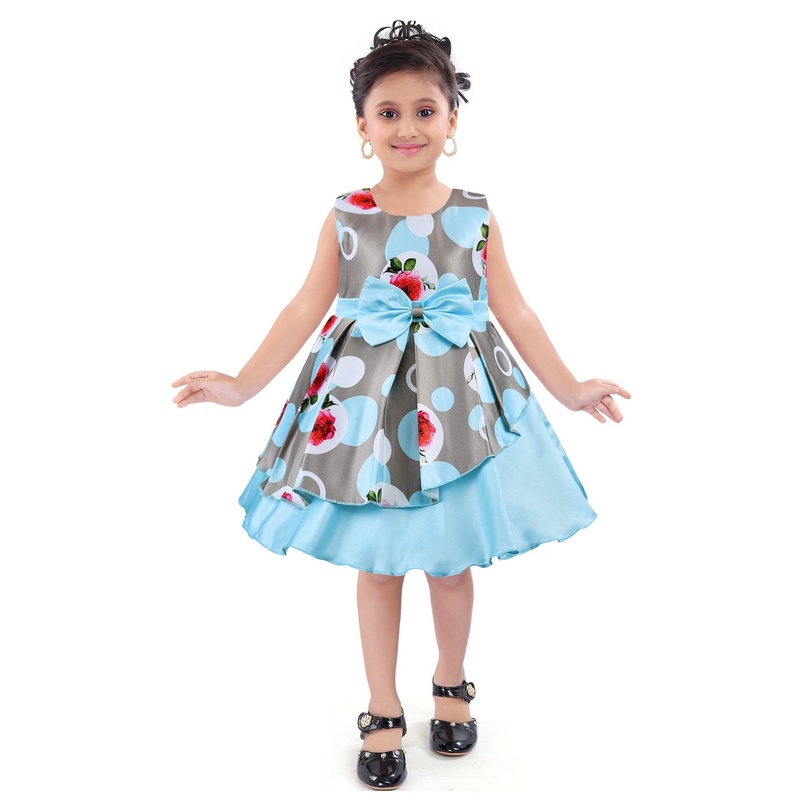Baby Girls Frock Dress-fe2803blu -  Party Wear - frocks Party Wear - baby dress