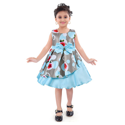 Baby Girls Frock Dress-fe2803blu -  Party Wear - frocks Party Wear - baby dress