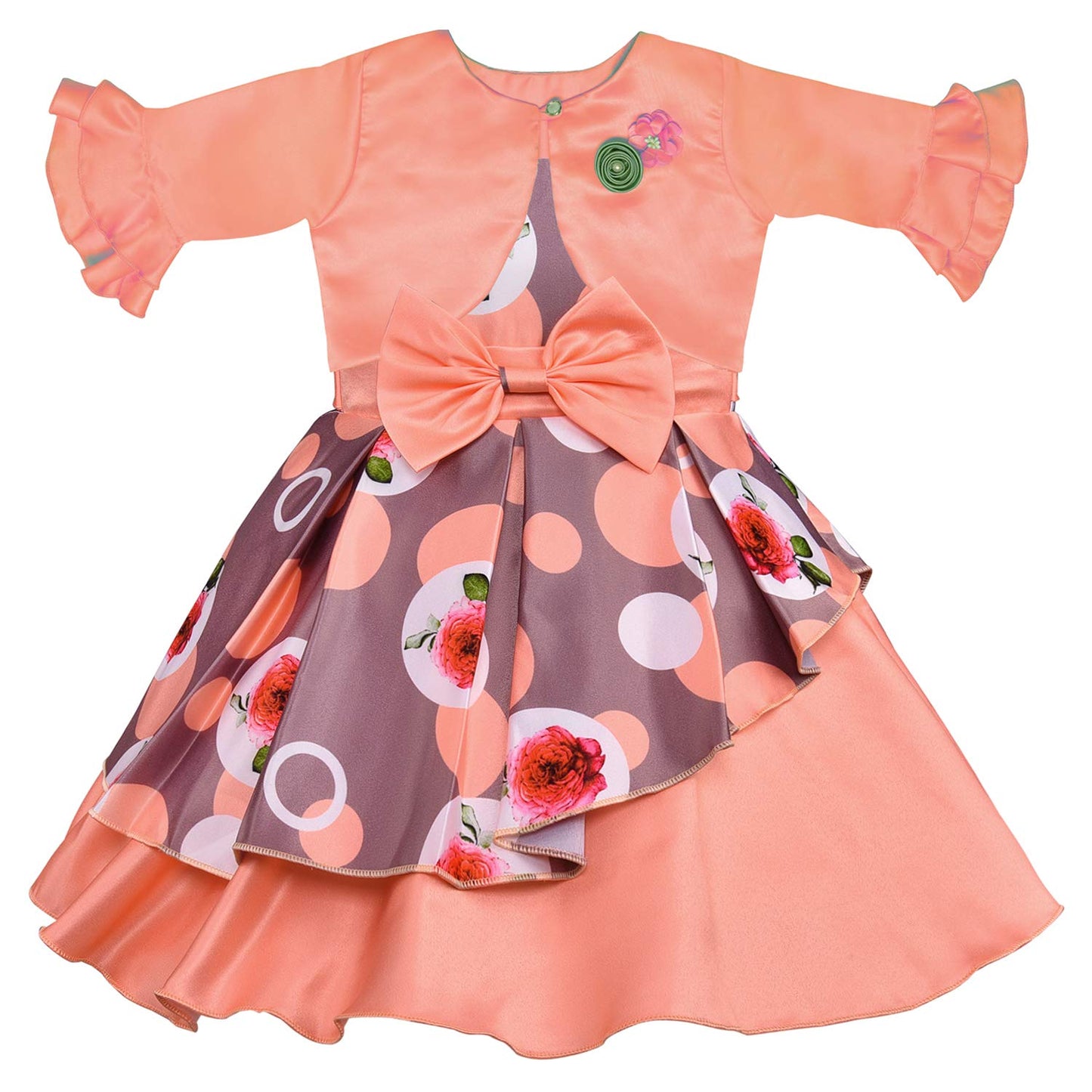 Baby Girls Partywear Frocks Dress For Girls with Jacket (fe2803org)