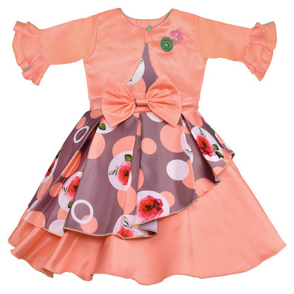 Baby Girls Partywear Frocks Dress For Girls with Jacket (fe2803org)