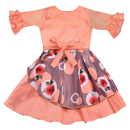 Baby Girls Partywear Frocks Dress For Girls with Jacket (fe2803org)