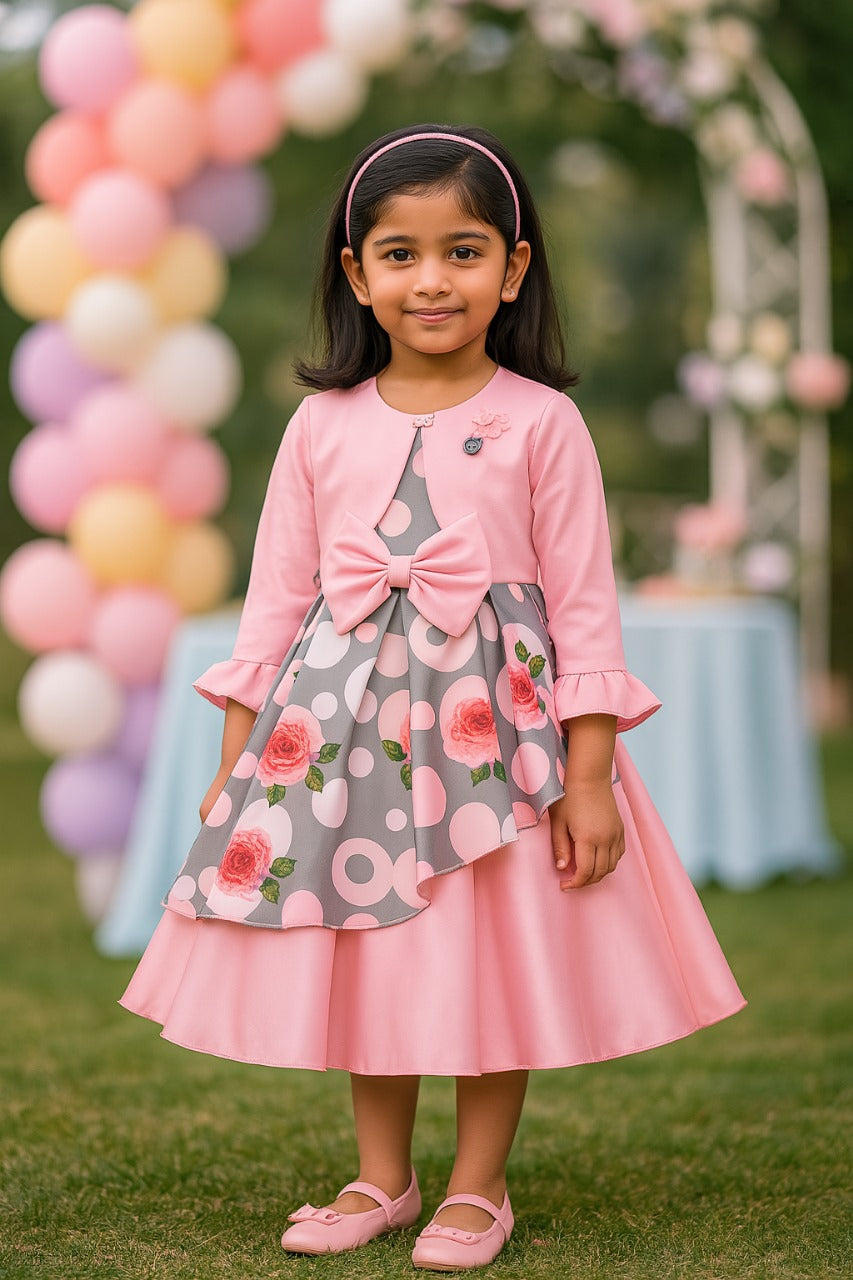 Baby Girls Party wear Frocks Dress For Girls with Jacket | Girls Casual Dress Wholesale Price | Casual Kidswear Bulk Supplier
