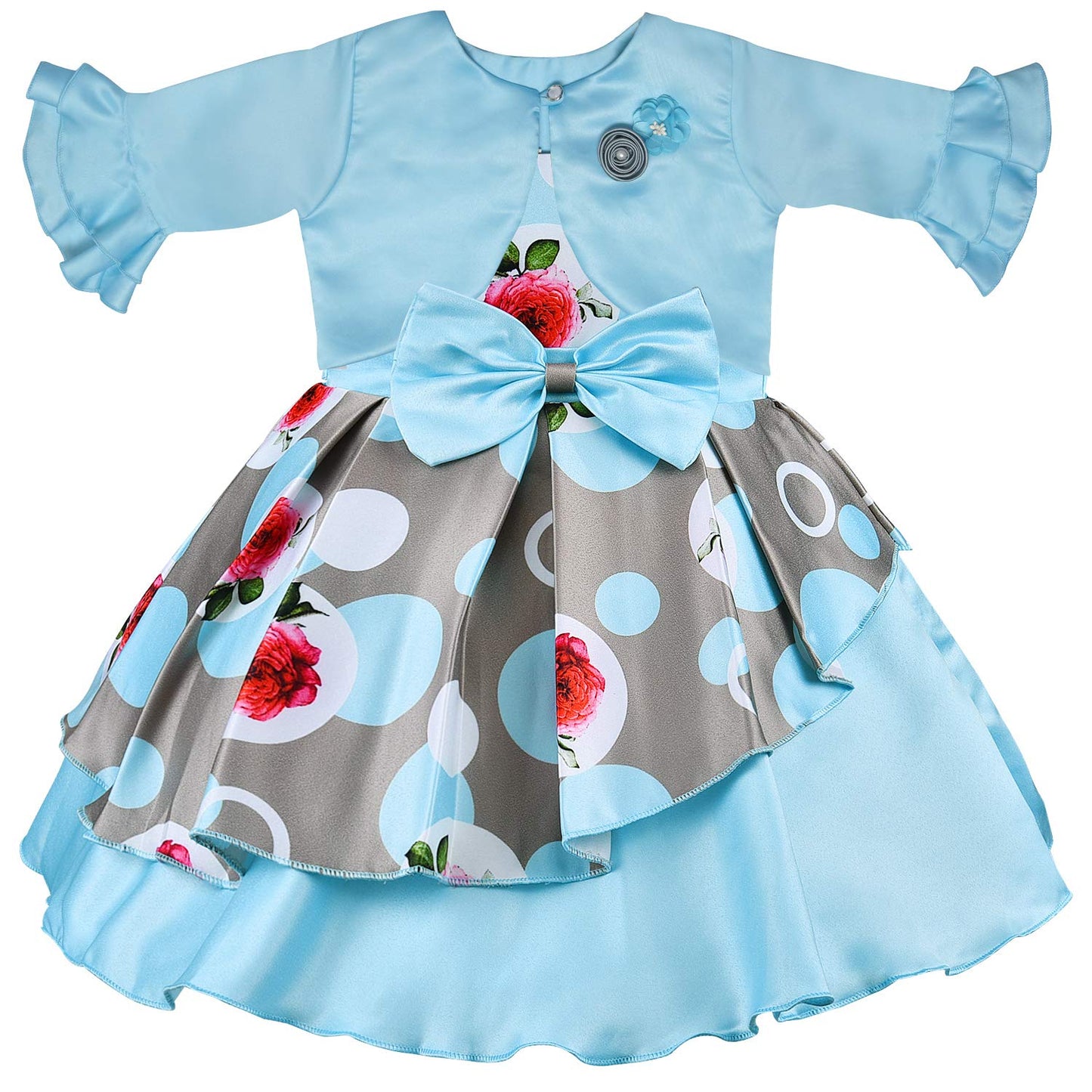 Baby Girls Partywear Frocks Dress For Girls with Jacket (fe2803sb)