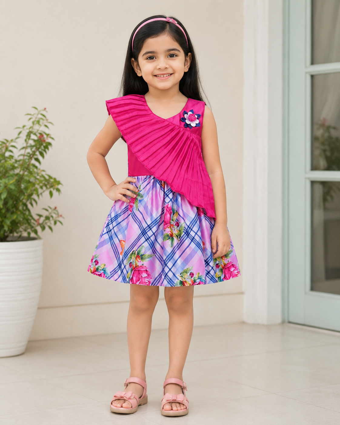 Girls Midi/Knee Length Party Dress fe2806pnk