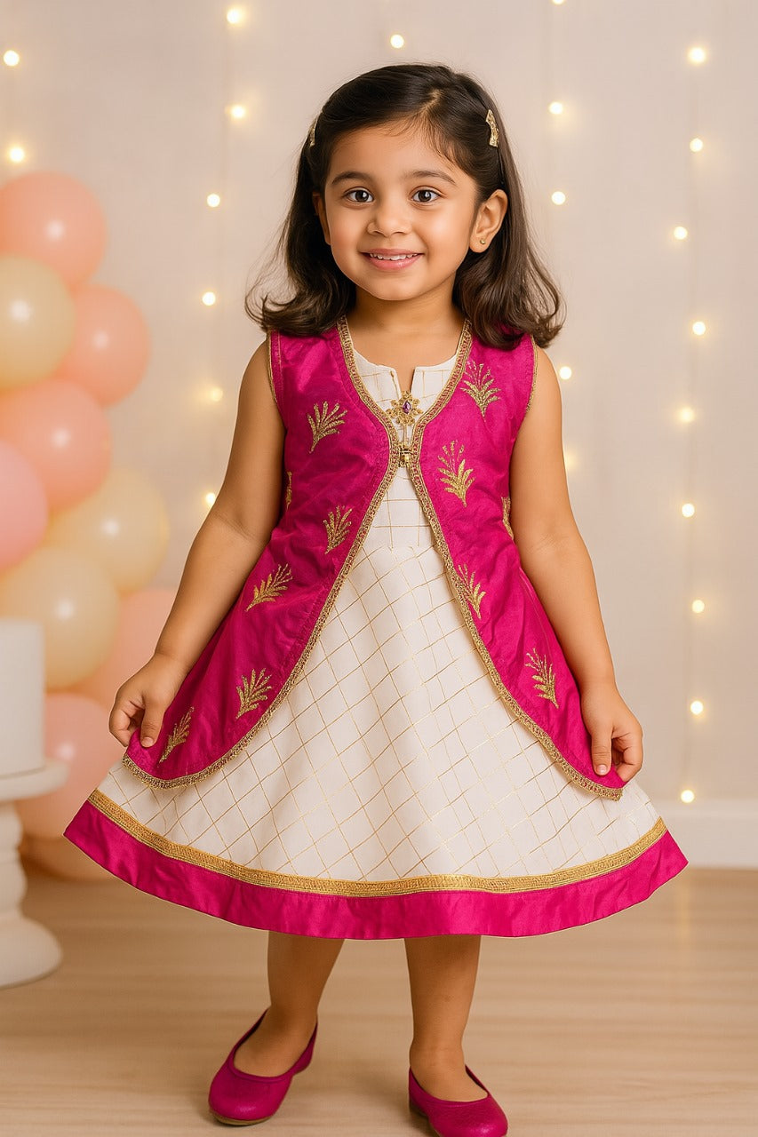 Baby Girls Partywear  Dress Frock (fe2926pnk)