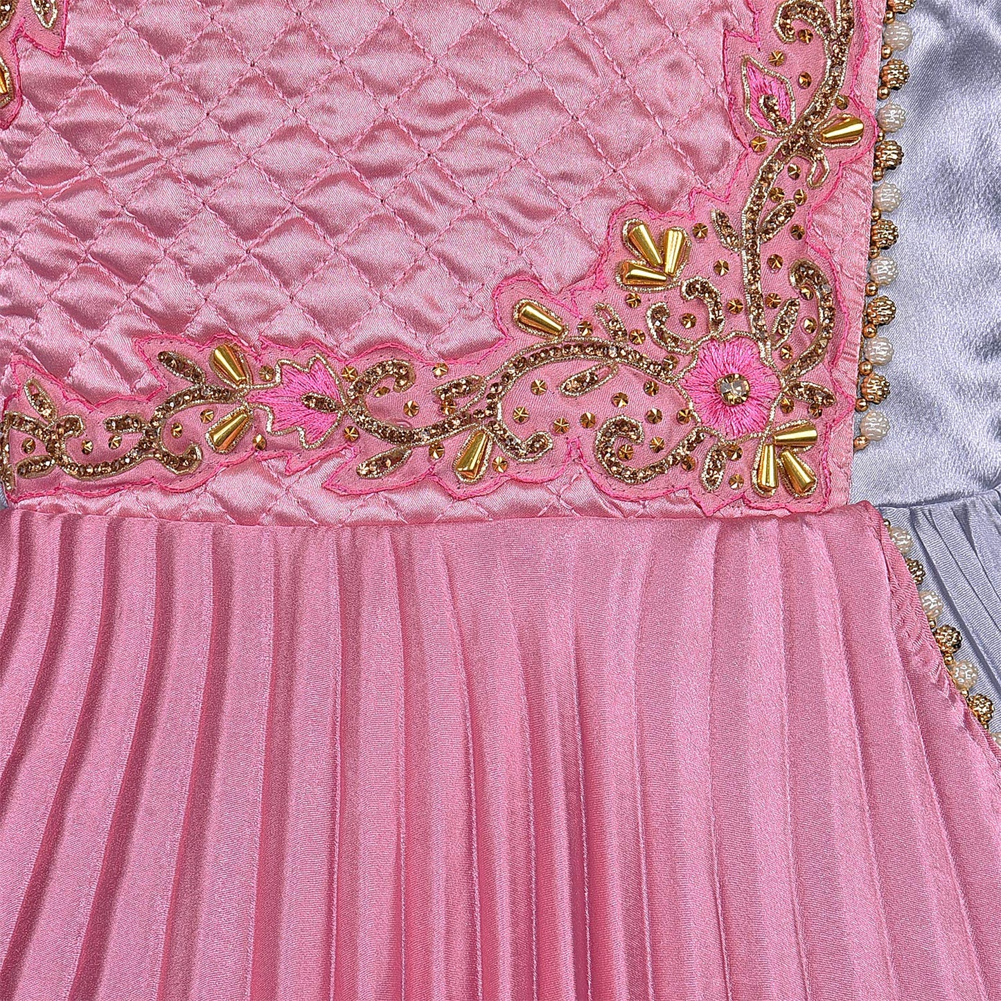 Girls Layered Pleated Embroidered Ethnic Dress