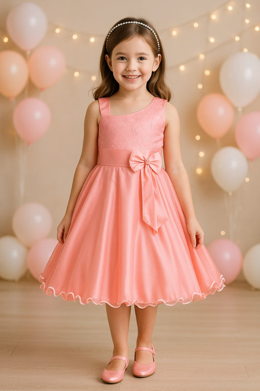 Girls Straps Bow Detail Dress