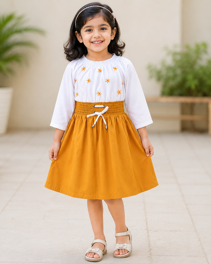 Baby Girls Midi/Knee Length Casual Dress fe3003ylw
