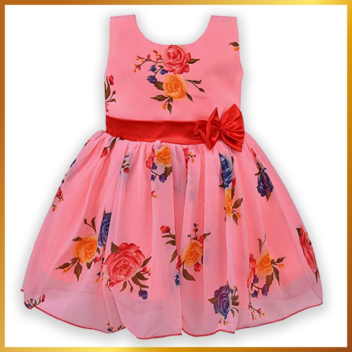 Girls Floral Printed Fit and Flare Dress