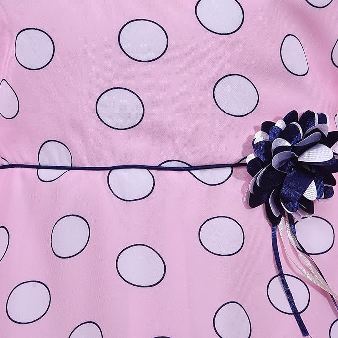 Girls Polka Print Bell Sleeve Fit and Flare Frock Dress