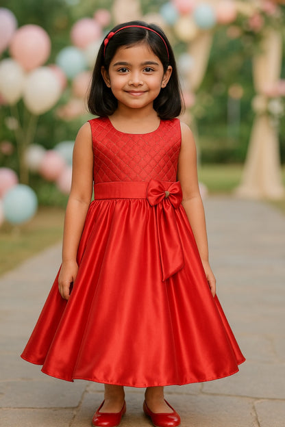 Girls A-Line Frock Dress With Tie-Up