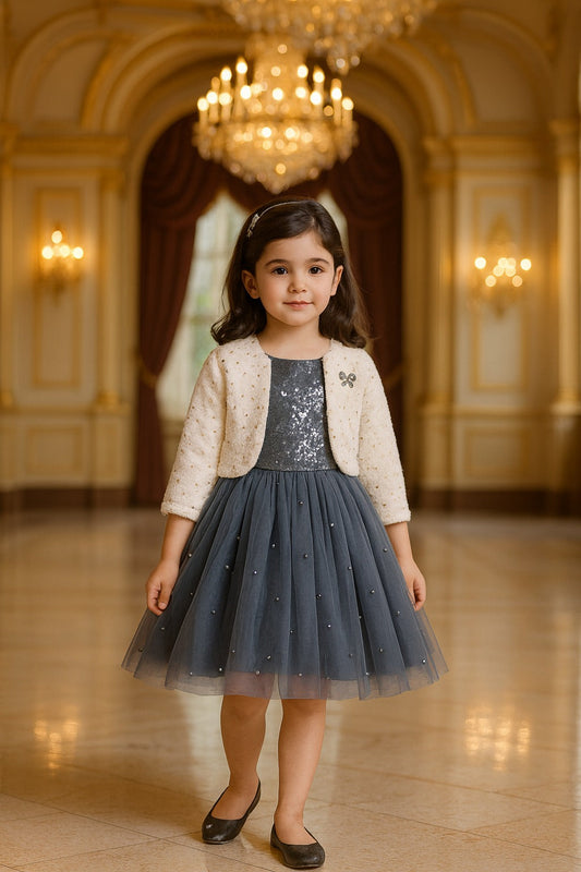 baby girls partywear frocks dress for girls fe3038gryJKTWHTF
