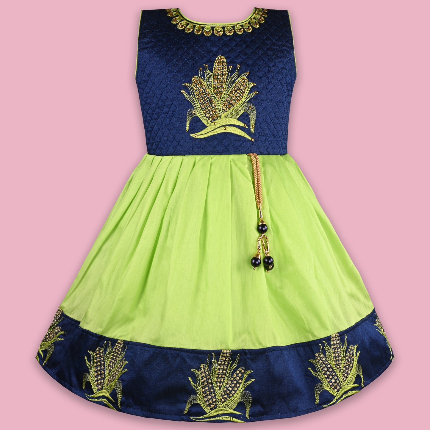 Girls Embroidered Flared Ethnic Dress