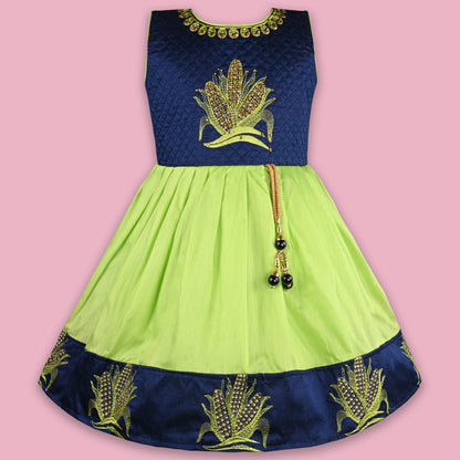 Girls Embroidered Flared Ethnic Dress