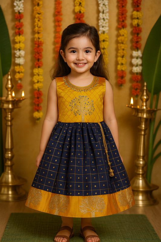 Girls Frock Dress for Kids-(fe3117nbchks)