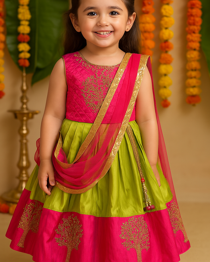 Girls Embroidered Ethnic Half saree dress Fe3133