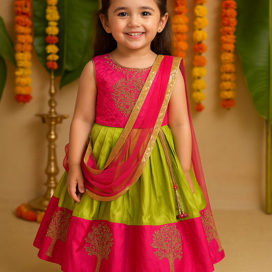 Girls Embroidered Ethnic Half saree dress Fe3133