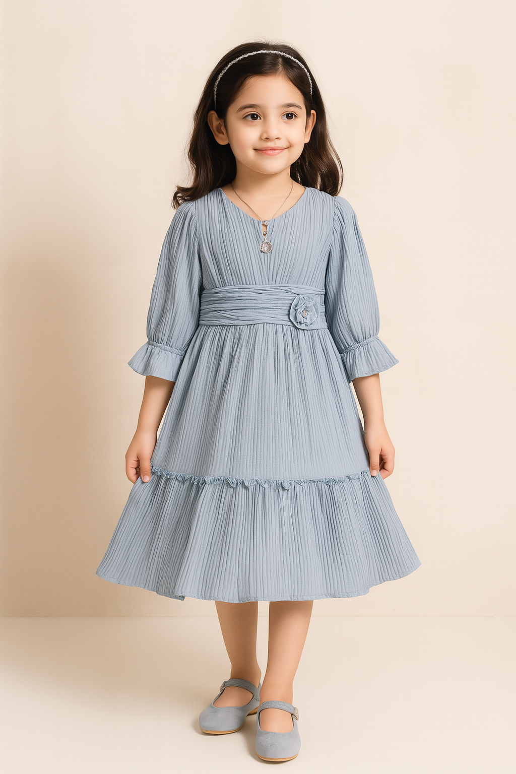 Girls Midi/Knee Length Party Dress fe3242gry