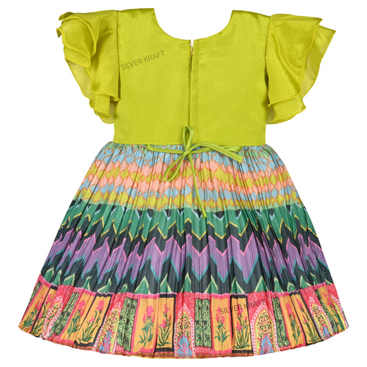 Girls Ethnic Printed and Embroidered Dress