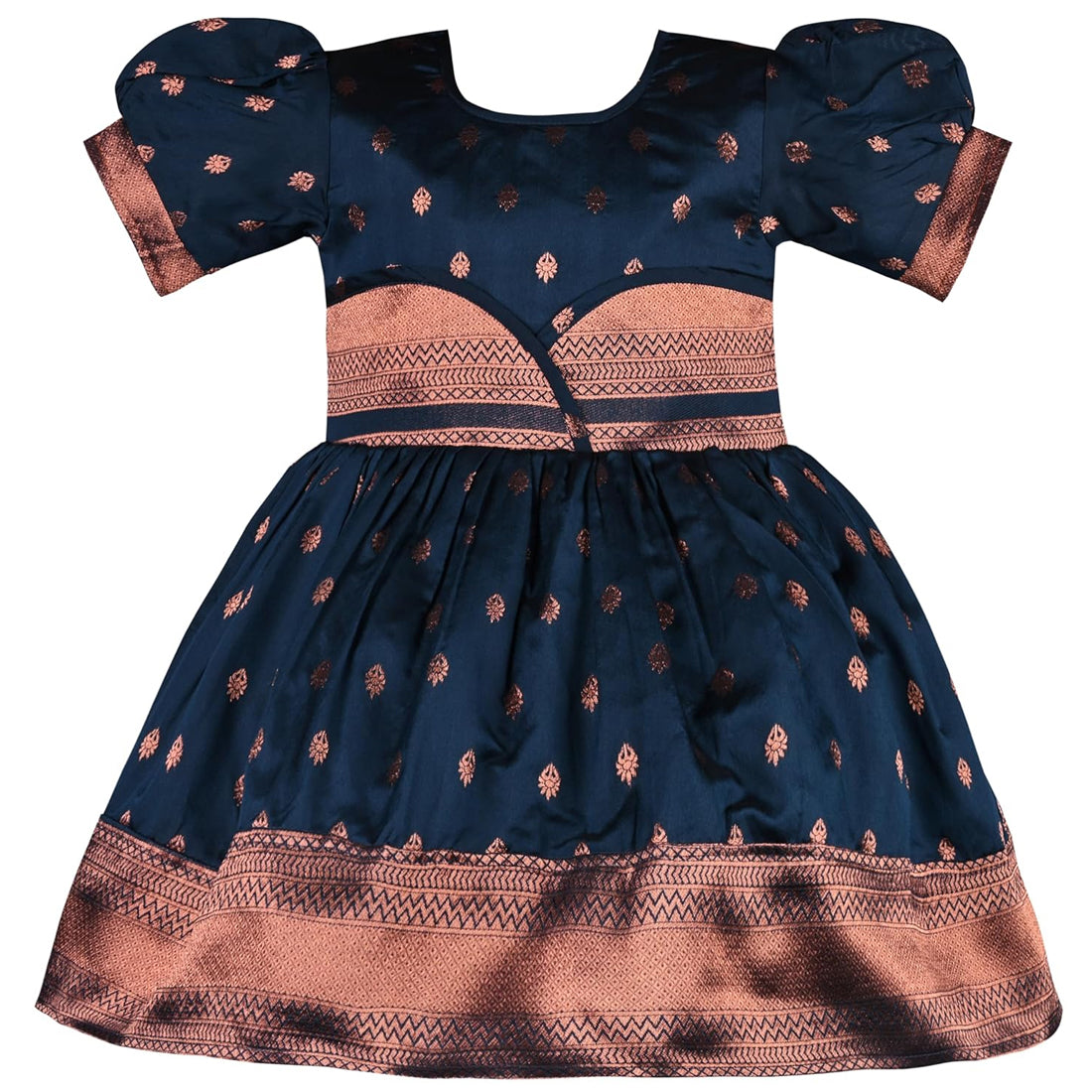 Girls Silk Pattu Pavadai Flare Ethnic Dress fe3259pkblu