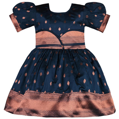 Girls Silk Pattu Pavadai Flare Ethnic Dress fe3259pkblu