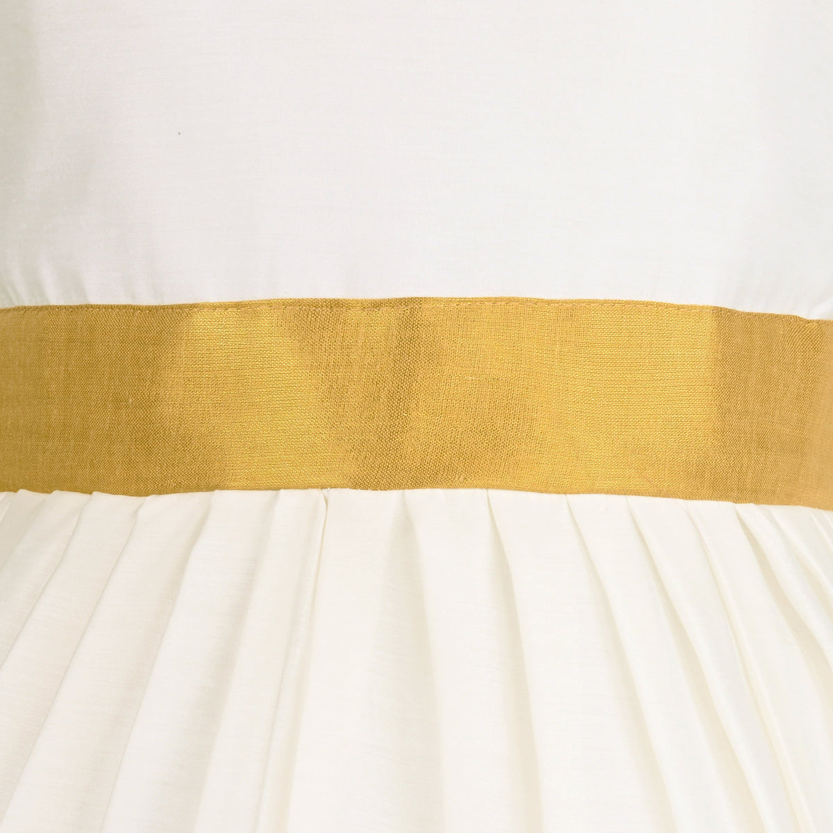 Baby Girls Golden Zari Kasavu Pleated Onam Frock Dress fe3304wht - Wish Karo - photo 3
