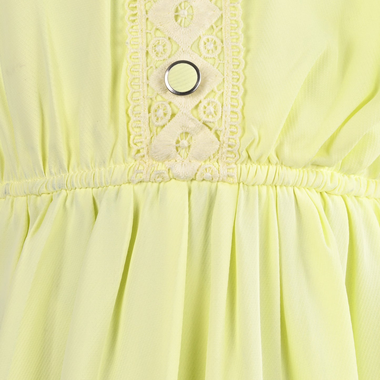 Girls Full Sleeve Rayon Casual Dress with Lace Detailing fe3456