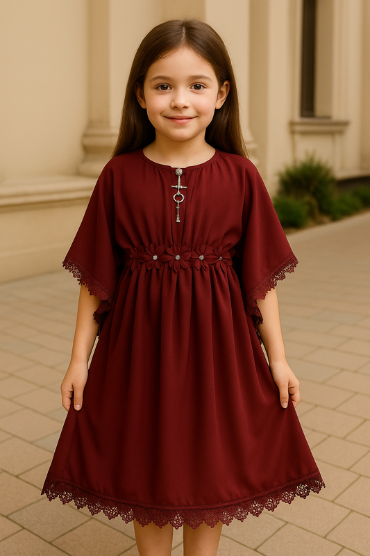 Girls Casual Dress with Lace Embellishment  fe3484 - Wish Karo - photo 1