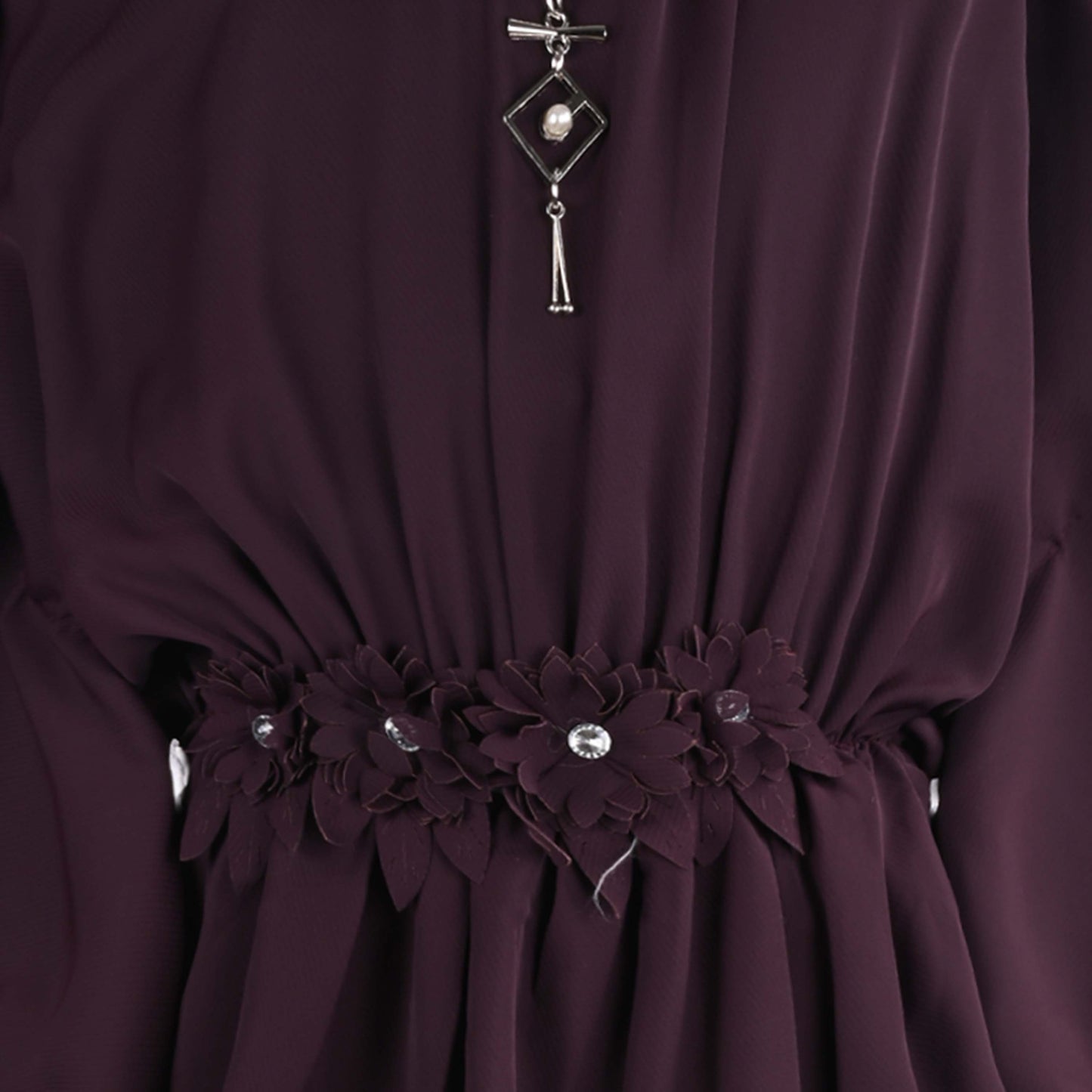 Girls Kaftan Style Casual Dress with Lace Embellishment  fe3484