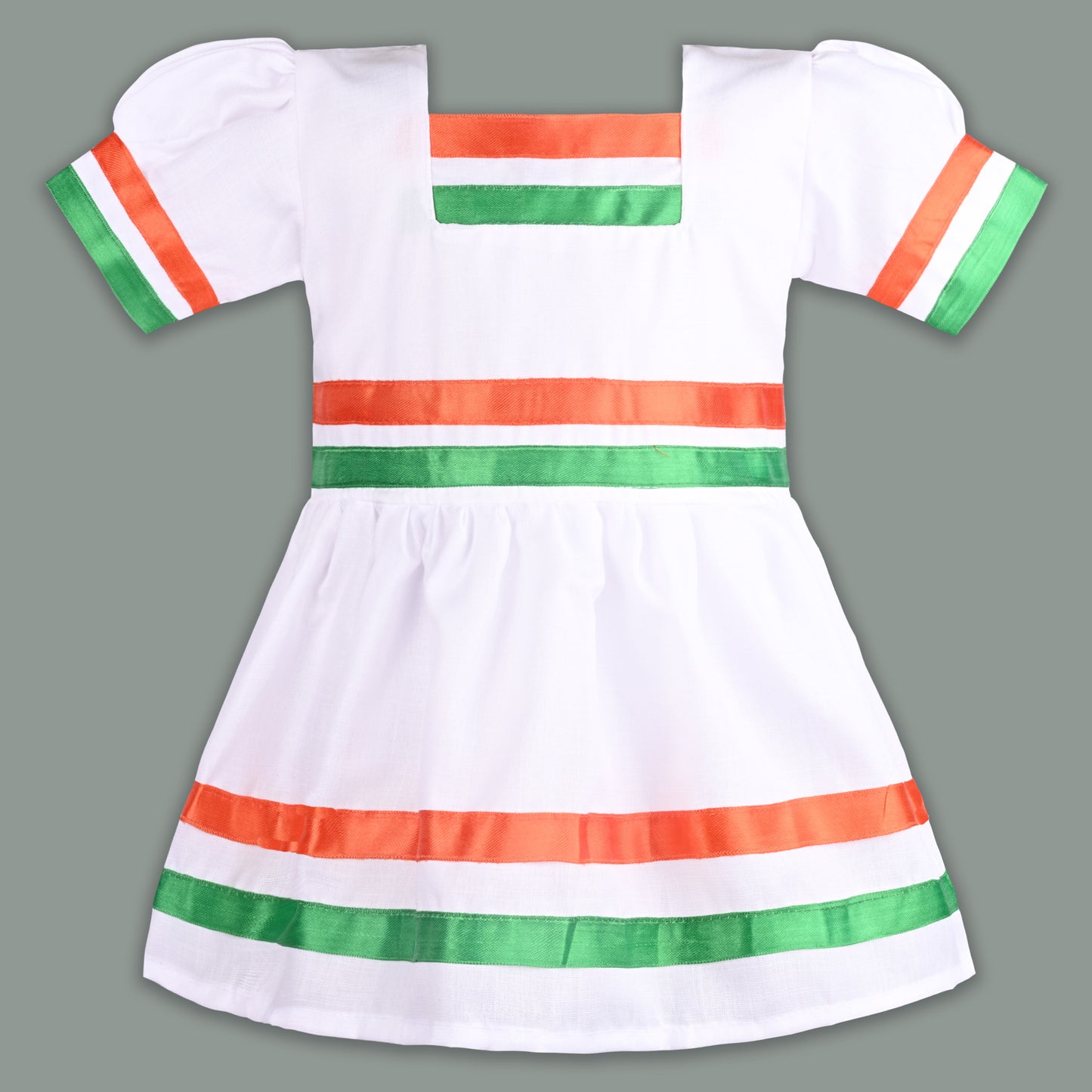 Girls Cotton Tricolor Dress