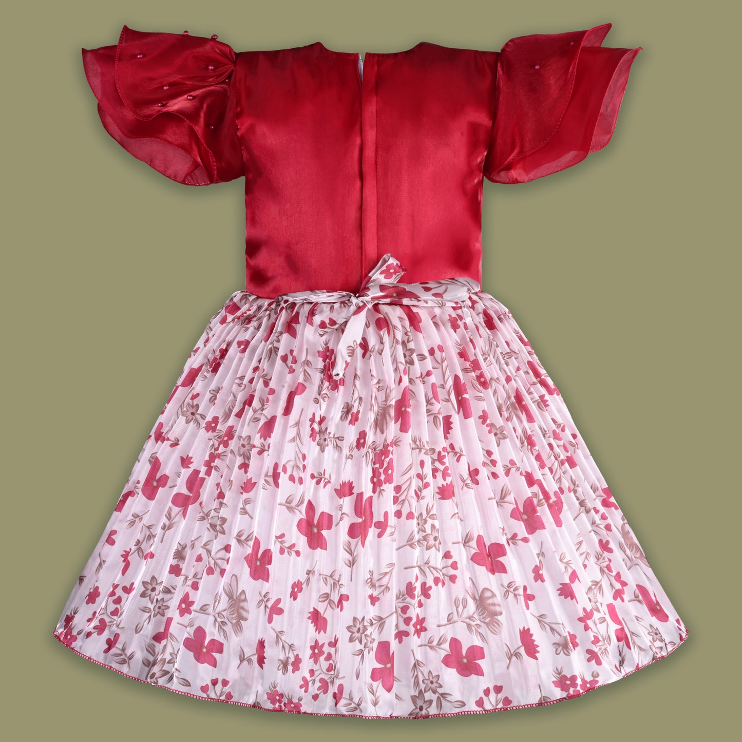 Girls Floral Embellished Printed Party Dress fep3427