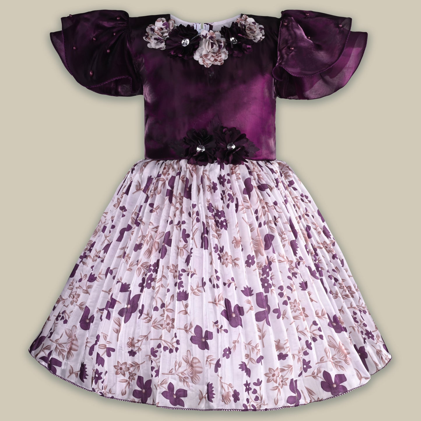 Girls Floral Embellished Printed Party Dress fep3427