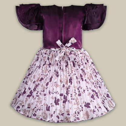 Girls Floral Embellished Printed Party Dress fep3427