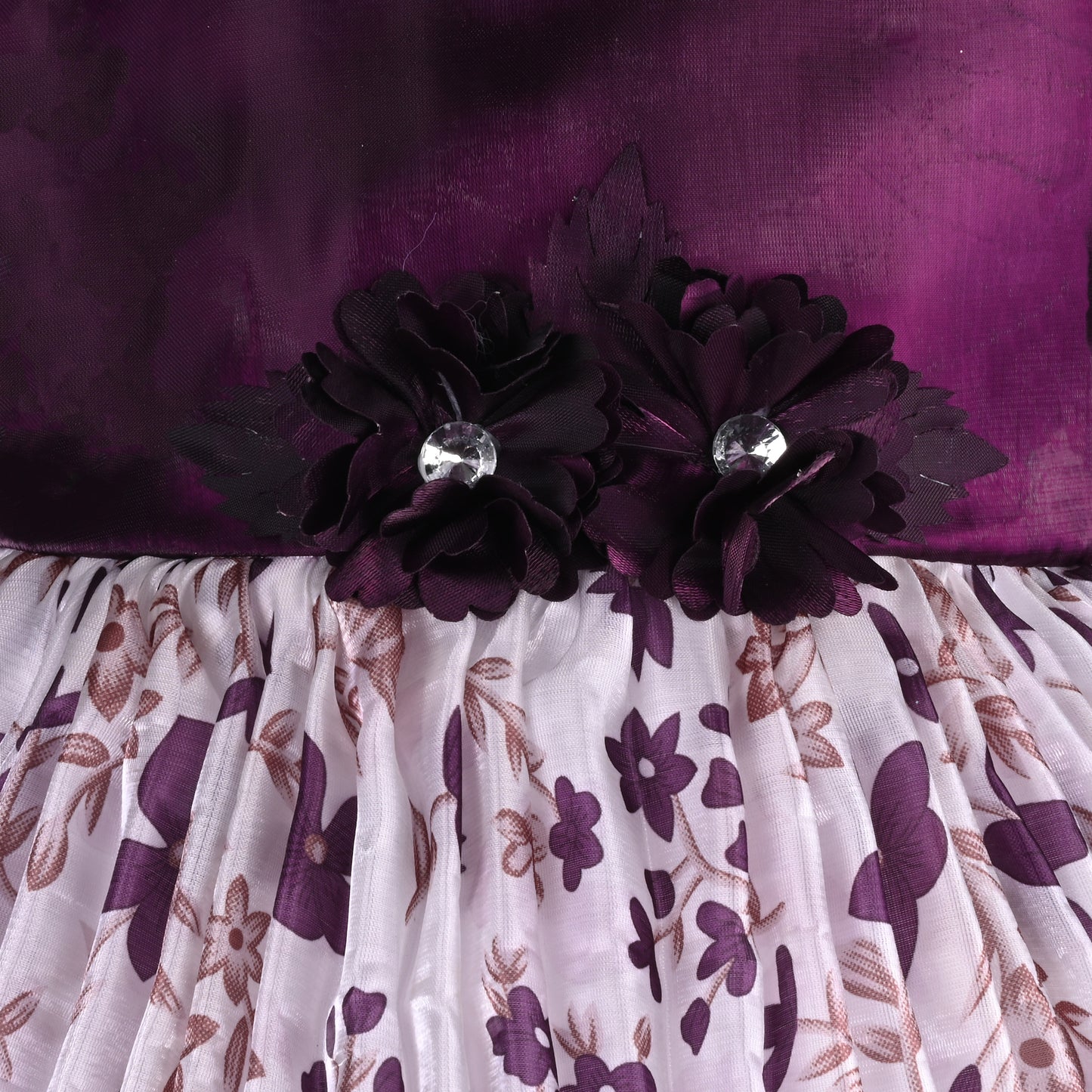 Girls Floral Embellished Printed Party Dress fep3427