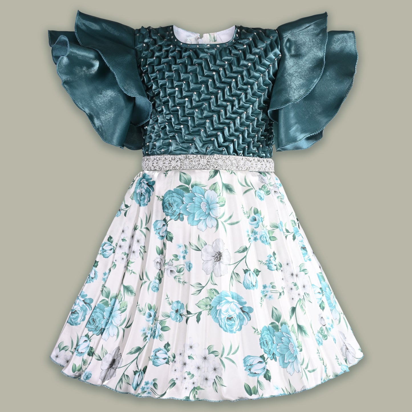 Girls Floral Print Fit and Flare Frock Dress