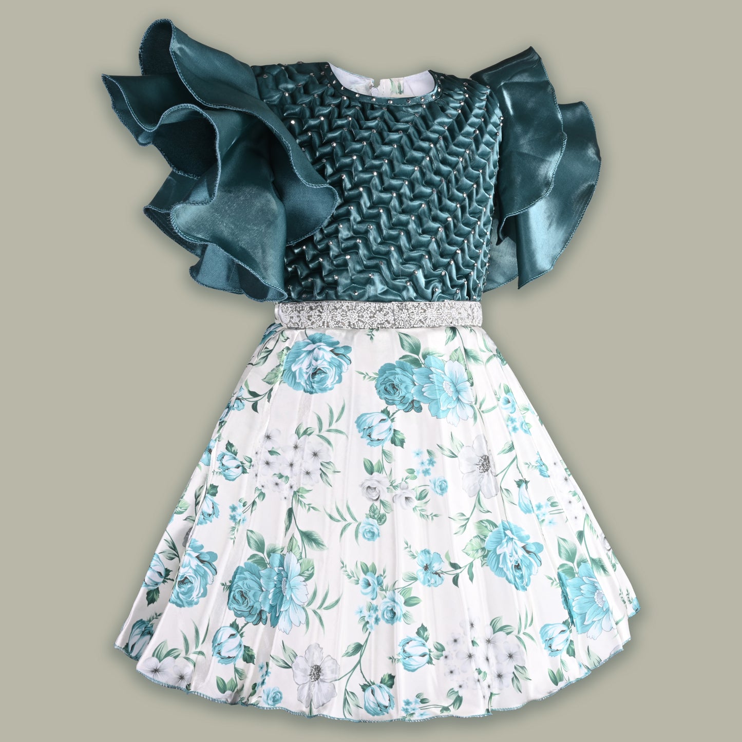 Girls Floral Print Fit and Flare Frock Dress