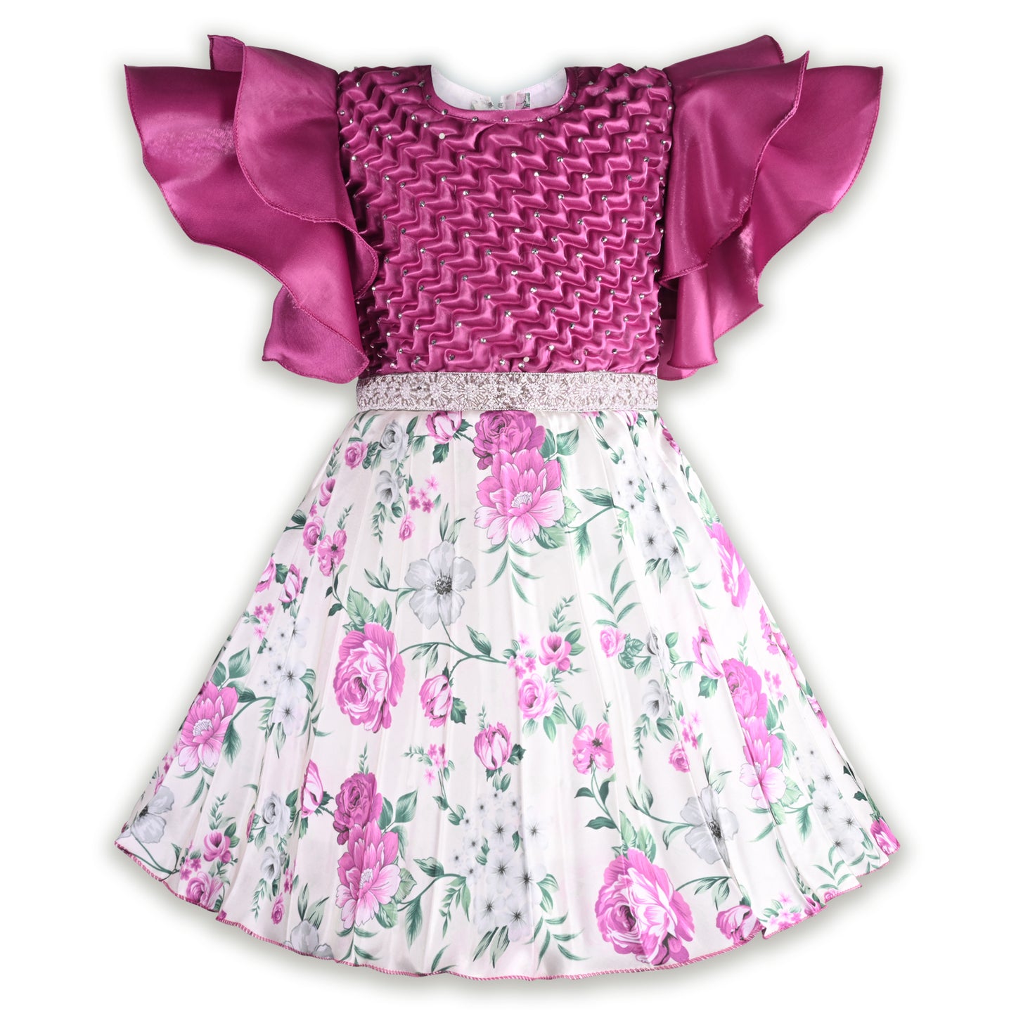 Girls Floral Print Fit and Flare Frock Dress