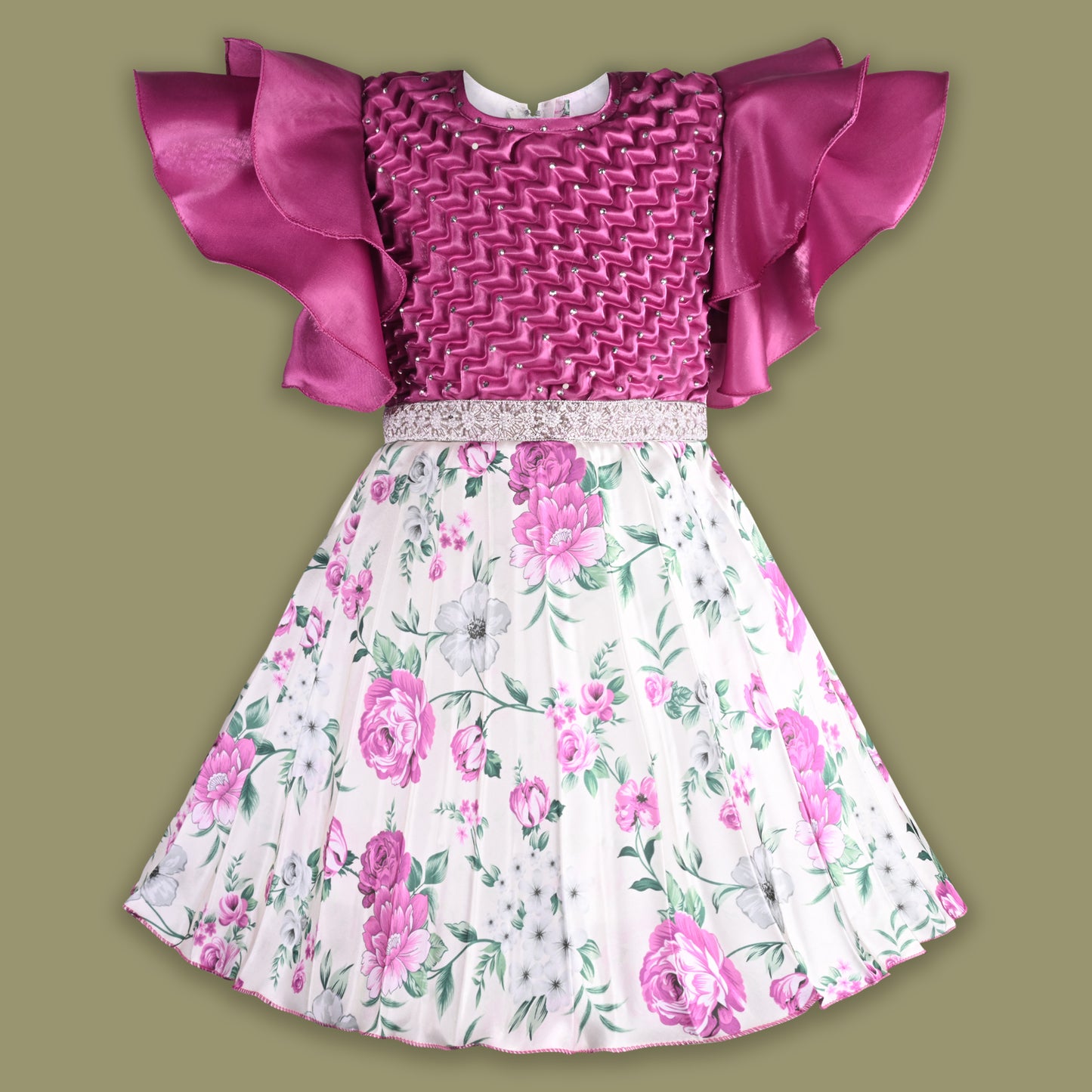 Girls Floral Print Fit and Flare Frock Dress