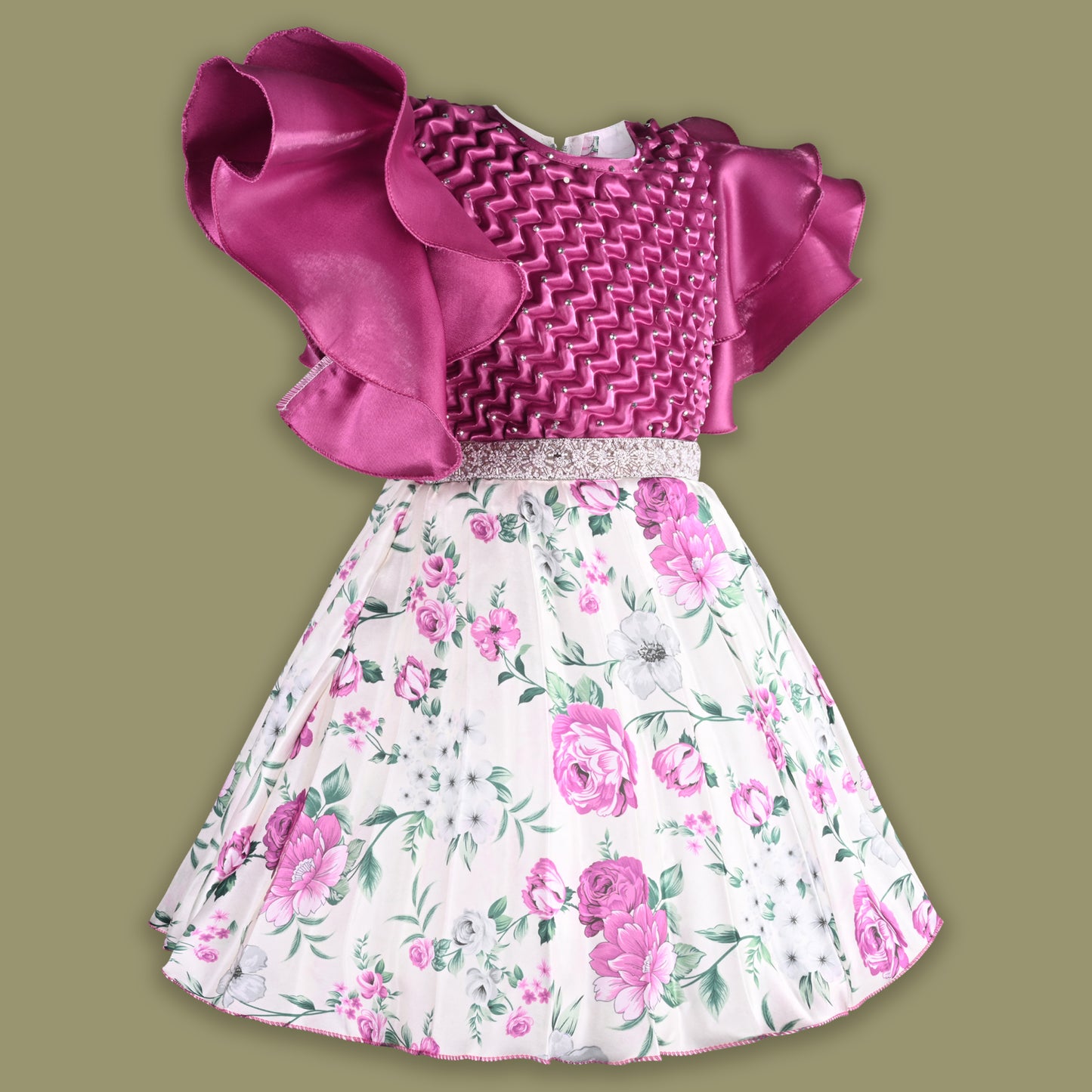 Girls Floral Print Fit and Flare Frock Dress